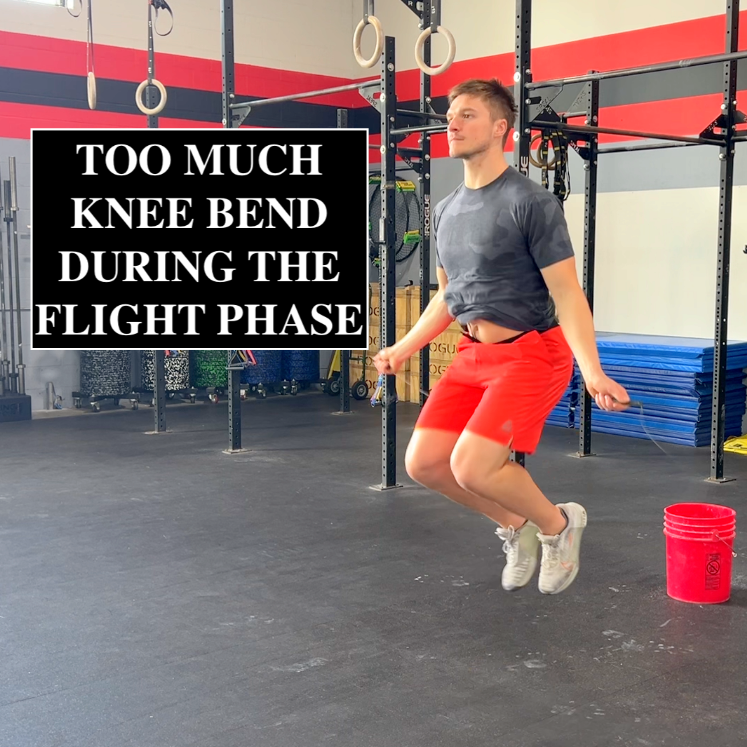 High knees fault — too much knee bend in flight
